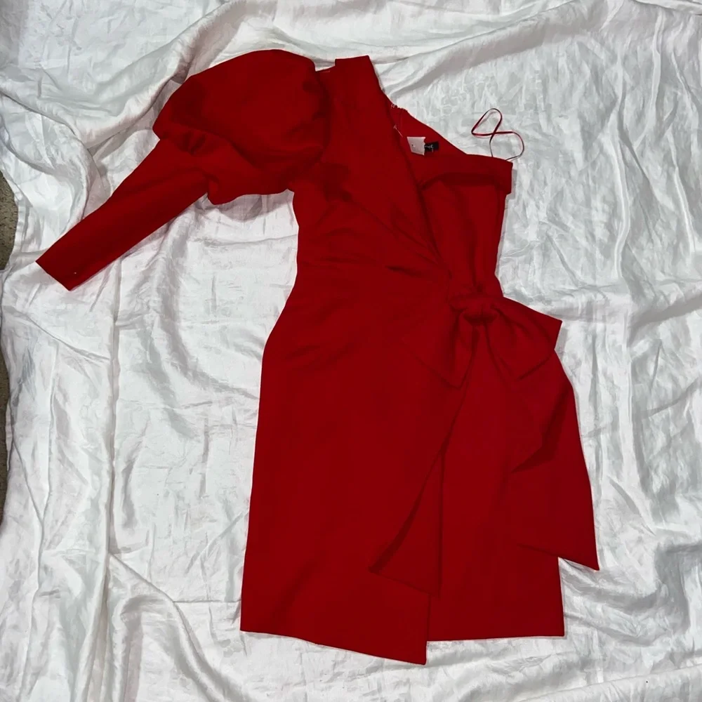 RARE Nwt Cache Red off the Shoulder formal Dress - Picture 8 of 14